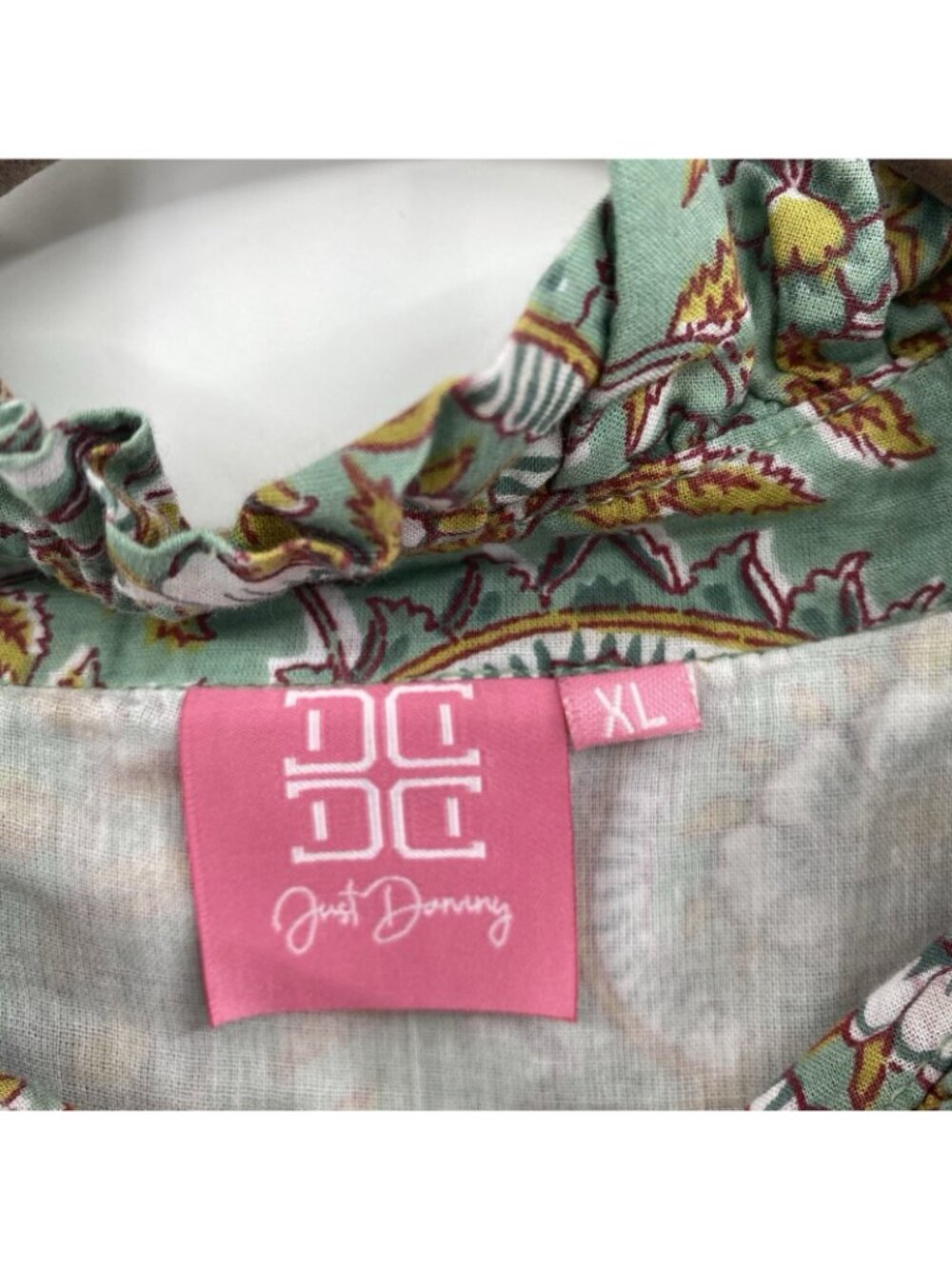 Just Darviny Size XL Megan Green Floral Block Print Tunic Dress Cotton - Picture 5 of 15